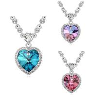 CRYSTALLIZED™ Element Crystal Necklace, Brass, with CRYSTALLIZED™, with 5cm extender chain, Heart, platinum plated, for woman & faceted, more colors for choice, nickel, lead & cadmium free, 23x34mm, Sold Per Approx 15.5 Inch Strand