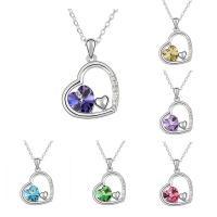 CRYSTALLIZED™ Element Crystal Necklace, Brass, with CRYSTALLIZED™, with 5cm extender chain, Heart, platinum plated, oval chain & for woman & faceted, more colors for choice, nickel, lead & cadmium free, 22x31mm, Sold Per Approx 15.5 Inch Strand