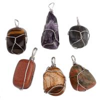 Gemstone Pendants Jewelry, with Iron, Nuggets, different materials for choice, 19x32x20mm-18x50x16mm, Hole:Approx 3-4mm, Sold By PC
