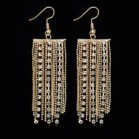 Fashion Fringe Earrings Zinc Alloy iron earring hook gold color plated for woman & with rhinestone lead & cadmium free Sold By Pair