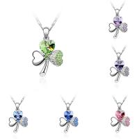 CRYSTALLIZED™ Element Crystal Necklace, Brass, with CRYSTALLIZED™, with 5cm extender chain, Four Leaf Clover, platinum plated, bar chain & for woman & faceted, more colors for choice, nickel, lead & cadmium free, 21x33mm, Sold Per Approx 15.5 Inch Strand