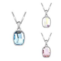 CRYSTALLIZED™ Element Crystal Necklace, Brass, with CRYSTALLIZED™, with 5cm extender chain, Rectangle, platinum plated, twist oval chain & for woman & faceted, more colors for choice, nickel, lead & cadmium free, 13x26mm, Sold Per Approx 15.5 Inch Strand