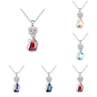 CRYSTALLIZED™ Element Crystal Necklace, Brass, with CRYSTALLIZED™, with 5cm extender chain, Cat, platinum plated, bar chain & for woman & faceted, more colors for choice, nickel, lead & cadmium free, 15x36mm, Sold Per Approx 15.5 Inch Strand