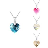 CRYSTALLIZED™ Element Crystal Necklace Brass with CRYSTALLIZED™ with 5cm extender chain Heart platinum plated box chain & for woman & faceted nickel lead & cadmium free Sold Per Approx 15.5 Inch Strand