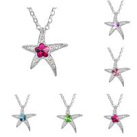 CRYSTALLIZED™ Element Crystal Necklace, Brass, with CRYSTALLIZED™, with 5cm extender chain, Starfish, platinum plated, oval chain & for woman & faceted, more colors for choice, nickel, lead & cadmium free, 20x22mm, Sold Per Approx 15.5 Inch Strand