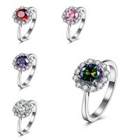 Crystal prst prsten, Zinek, s Krystal, Květina, platinové barvy á, různé velikosti pro výběr & pro ženy & tváří & s drahokamu, více barev na výběr, nikl, olovo a kadmium zdarma, 7x7mm, Prodáno By PC