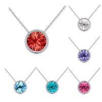 CRYSTALLIZED™ Element Crystal Necklace, Brass, with CRYSTALLIZED™, with 5cm extender chain, Flat Round, platinum plated, box chain & for woman & faceted, more colors for choice, nickel, lead & cadmium free, 8x8mm, Sold Per Approx 15.5 Inch Strand