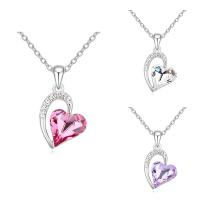 CRYSTALLIZED™ Element Crystal Necklace, Brass, with CRYSTALLIZED™, with 5cm extender chain, Heart, platinum plated, oval chain & for woman & faceted, more colors for choice, nickel, lead & cadmium free, 17x29mm, Sold Per Approx 15.5 Inch Strand