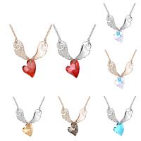 CRYSTALLIZED™ Element Crystal Necklace, Brass, with CRYSTALLIZED™, with 5cm extender chain, Winged Heart, plated, oval chain & for woman & faceted, more colors for choice, nickel, lead & cadmium free, 12.7x38mm, Sold Per Approx 15.5 Inch Strand