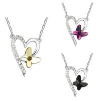 CRYSTALLIZED™ Element Crystal Necklace, Brass, with CRYSTALLIZED™, with 5cm extender chain, Heart, platinum plated, oval chain & for woman & faceted, more colors for choice, nickel, lead & cadmium free, 23x27mm, Sold Per Approx 15.5 Inch Strand
