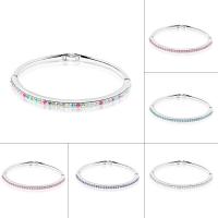 Brass Bangle, platinum plated, for woman & with Austria rhinestone, more colors for choice, nickel, lead & cadmium free, 58x46mm, Inner Diameter:Approx 58x46mm, Length:Approx 7 Inch, Sold By PC