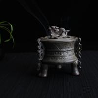 Traditional Ceramic Inserted Burner Incense Seat, Porcelain, deep coffee color, 113x113x120mm, Sold By PC