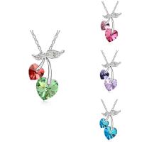 CRYSTALLIZED™ Element Crystal Necklace, Brass, with CRYSTALLIZED™, with 5cm extender chain, Cherry, platinum plated, oval chain & for woman & faceted, more colors for choice, nickel, lead & cadmium free, 22x31mm, Sold Per Approx 15.5 Inch Strand