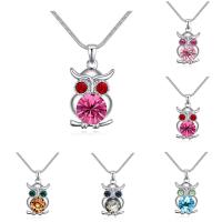 CRYSTALLIZED™ Element Crystal Necklace Brass with CRYSTALLIZED™ with 5cm extender chain Owl platinum plated snake chain & for woman & faceted nickel lead & cadmium free Sold Per Approx 15.5 Inch Strand