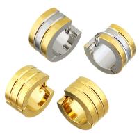 Stainless Steel Huggie Hoop Earring, plated, for woman, more colors for choice, 7x13mm, 12Pairs/Lot, Sold By Lot