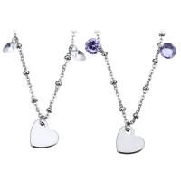 Crystal Necklace Stainless Steel with Crystal with 1.5Inch extender chain Heart oval chain & for woman & faceted 6mm 2mm Length Approx 18 Inch Sold By Lot