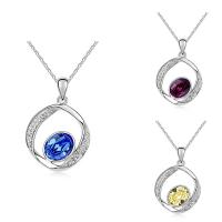 CRYSTALLIZED™ Element Crystal Necklace, Brass, with CRYSTALLIZED™, with 5cm extender chain, platinum plated, oval chain & for woman & faceted, more colors for choice, nickel, lead & cadmium free, 22x32mm, Sold Per Approx 15.5 Inch Strand