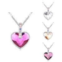 CRYSTALLIZED™ Element Crystal Necklace, Brass, with CRYSTALLIZED™, with 5cm extender chain, Heart, platinum plated, twist oval chain & for woman & faceted, more colors for choice, nickel, lead & cadmium free, 16x22mm, Sold Per Approx 15.5 Inch Strand
