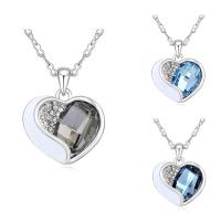 CRYSTALLIZED™ Element Crystal Necklace Brass with CRYSTALLIZED™ with 5cm extender chain Heart platinum plated figure-8 chain & for woman & faceted nickel lead & cadmium free Sold Per Approx 15.5 Inch Strand