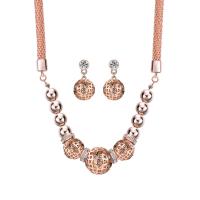 Zinc Alloy Jewelry Sets earring & necklace stainless steel post pin Round gold color plated for woman lead & cadmium free 50mm Length Approx 17 Inch Sold By Set