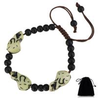 agate noire bracelet de Woven Ball, avec corde en nylon & velours de coton & turquoise synthétique, unisexe & réglable, 21x12mm, Vendu par Environ 6-10 pouce brin