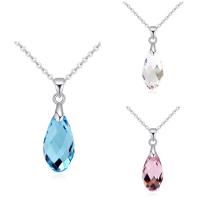 CRYSTALLIZED™ Element Crystal Necklace, Brass, with CRYSTALLIZED™, with 5cm extender chain, Teardrop, platinum plated, oval chain & for woman & faceted, more colors for choice, nickel, lead & cadmium free, 8x25mm, Sold Per Approx 15.5 Inch Strand
