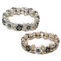 Freshwater Cultured Pearl Bracelet, Freshwater Pearl, with Tibetan Style, Potato, antique silver color plated, natural & for woman, more colors for choice, 7-8mm, Sold Per Approx 7-7.5 Inch Strand