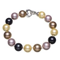 Freshwater Cultured Pearl Bracelet South Sea Shell brass foldover clasp Round for woman multi-colored 12mm Sold Per Approx 7.5 Inch Strand
