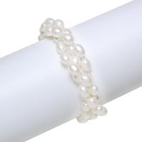 Freshwater Cultured Pearl Bracelet Freshwater Pearl with Glass Seed Beads brass hook and eye clasp with 5cm extender chain Rice natural for woman &  white 4-5mm Sold Per Approx 7.5 Inch Strand
