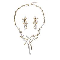 Zink Alloy Jewelry Sets, örhänge & halsband, rostfritt stål örhänge inlägg, plated, för kvinna, leda & kadmiumfri, 40x20mm, 50mm, Längd Ca 16.5 inch, Säljs av Ställ