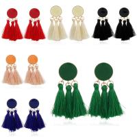 Fashion Fringe Earrings Zinc Alloy with Cotton Cord gold color plated for woman & enamel nickel lead & cadmium free Sold By Pair