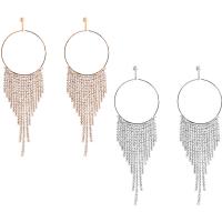 Fashion Fringe Earrings Zinc Alloy brass post pin plated Bohemian style & for woman & with rhinestone nickel lead & cadmium free Sold By Pair