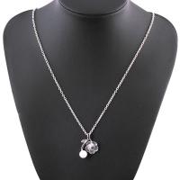 Resin Necklace Zinc Alloy with Glass Pearl & Resin with 1.96Inch extender chain Flower silver color plated oval chain & for woman nickel lead & cadmium free Sold Per Approx 19.6 Inch Strand