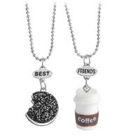Zinc Alloy Jewelry Necklace with iron chain & Polymer Clay word best friend antique silver color plated ball chain & with letter pattern & for woman & mixed lead & cadmium free 20mm Length Approx 17.5 Inch Sold By Set