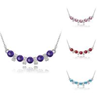 Crystal Tibetan Style Necklace, with iron chain & Crystal, with 5cm extender chain, platinum color plated, ball chain & for woman & faceted & with rhinestone, more colors for choice, lead & cadmium free, 56x12mm, Sold Per Approx 15.5 Inch Strand