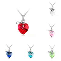 Crystal Zinc Alloy Necklace with iron chain & Crystal with 5cm extender chain Heart platinum color plated rolo chain & for woman & faceted & with rhinestone lead & cadmium free Sold Per Approx 15.5 Inch Strand