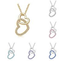 Tibetan Style Jewelry Necklace, with iron chain, with 5cm extender chain, Heart, plated, oval chain & for woman & with rhinestone, more colors for choice, lead & cadmium free, 30x15mm, Sold Per Approx 15.5 Inch Strand