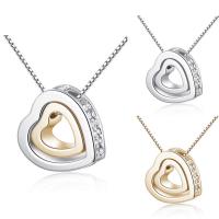 Zinc Alloy Jewelry Necklace with iron chain with 5cm extender chain Heart plated box chain & for woman & with rhinestone lead & cadmium free Sold Per Approx 15.5 Inch Strand