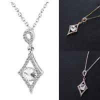 Crystal Tibetan Style Necklace, with iron chain & Crystal, with 5cm extender chain, Rhombus, plated, oval chain & for woman & faceted & with rhinestone, more colors for choice, lead & cadmium free, 15x40mm, Sold Per Approx 15.5 Inch Strand