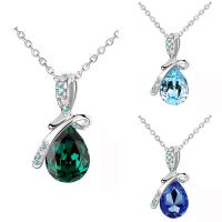 Crystal Zinc Alloy Necklace with iron chain & Crystal with 5cm extender chain Teardrop platinum color plated oval chain & for woman & faceted & with rhinestone lead & cadmium free Sold Per Approx 15.5 Inch Strand
