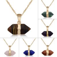 Gemstone Necklace, with iron chain, Bullet, gold color plated, different materials for choice & Unisex & oval chain, 12x25mm, Sold Per Approx 17.5 Inch Strand