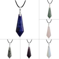 Gemstone Necklace, with PU Leather, pendulum, different materials for choice & Unisex, 17x48mm, Sold Per Approx 17.5 Inch Strand