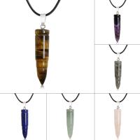 Gemstone Necklace, with PU Leather, Bullet, different materials for choice & Unisex, 9x39mm, Sold Per Approx 17.5 Inch Strand