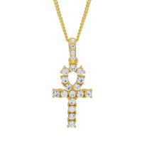 Zinc Alloy Sweater Chain Necklace Ankh Cross plated Unisex & with cubic zirconia nickel lead & cadmium free Sold By Strand