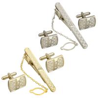 Tibetan Style Tie Clip Cufflink Set, tie clip & cufflink, plated, Unisex & different styles for choice & with rhinestone, nickel, lead & cadmium free, 6.5x61x6mm, 21x16mm, 18x17mm, Length:Approx 3.2 Inch, Sold By Pair