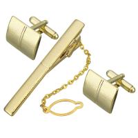 Tibetan Style Tie Clip Cufflink Set, tie clip & cufflink, gold color plated, Unisex & different styles for choice, nickel, lead & cadmium free, 6x60x17mm, 17.5x15mm, 18x17mm, Length:Approx 3.2 Inch, Sold By Pair