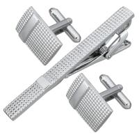 Zinc Alloy Tie Clip Cufflink Set tie clip & cufflink silver color plated Unisex nickel lead & cadmium free  Sold By Pair