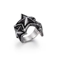 Titanium Steel Finger Ring Star & for man & blacken 6mm Sold By PC