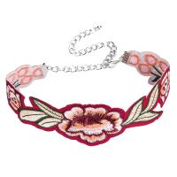 Embroidery Choker Zinc Alloy with Resin with 3.1lnch extender chain silver color plated embroidered & for woman nickel lead & cadmium free 48mm Sold Per Approx 9.8 Inch Strand