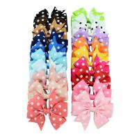 Alligator Hair Clip, Grosgrain Ribbon, with Polyester & Iron, Bowknot, platinum color plated, for children, more colors for choice, 80x80mm, 46mm, 10PCs/Lot, Sold By Lot